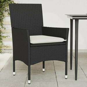 fekete polyrattan kerti szék párnával kép