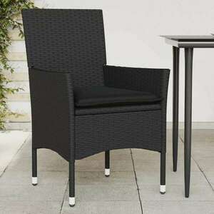 vidaXL 2 db fekete polyrattan kerti szék párnával kép