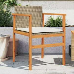 vidaXL 2 db bézs polyrattan és tömör fa kerti szék párnával kép
