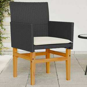 vidaXL 2 db fekete polyrattan és tömör fa kerti szék párnával kép