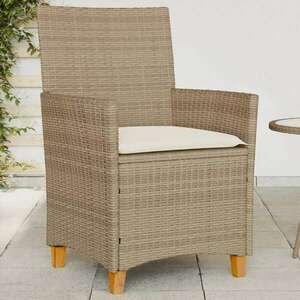 vidaXL 2 db bézs polyrattan és tömör fa kerti szék párnával kép