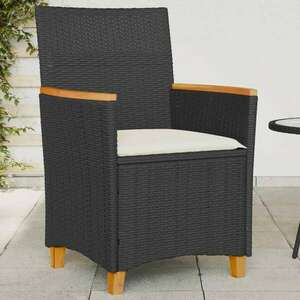 vidaXL 2 db fekete polyrattan és tömör fa kerti szék párnával kép
