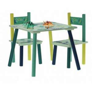 Gyermek bútorkészlet, dinoszaurusz modell, kék és zöld, fa + MDF, ... kép