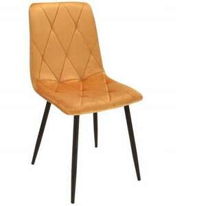 Skandináv stílusú szék, steppelt, velúr, fém, sárga, 44x52x89 cm, ... kép