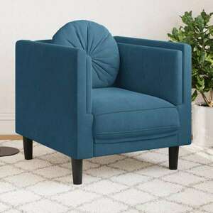 vidaXL kék bársony kanapéfotel párnával kép