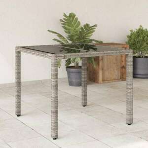 vidaXL szürke polyrattan üveglapos kerti asztal 90 x 90 x 75 cm kép