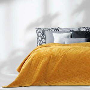 Sárga bársony steppelt ágytakaró 220x240 cm Laila – AmeliaHome kép