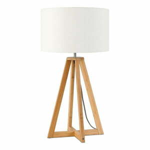 Everest asztali lámpa fehér búrával és bambusz lámpatesttel - Good&Mojo kép