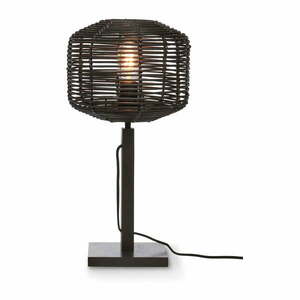 Fekete asztali lámpa rattan búrával (magasság 40 cm) Tanami – Good&Mojo kép