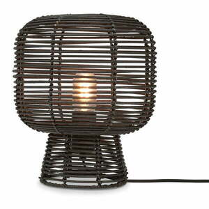 Fekete asztali lámpa rattan búrával (magasság 30 cm) Tanami – Good&Mojo kép