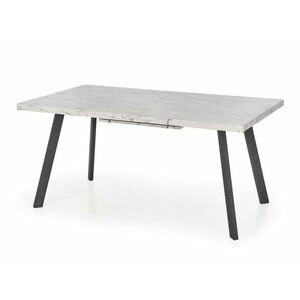 Asztal Houston 348, Fehér márvány, Fekete, 76x90x160cm, Hosszabbíthatóság, Közepes sűrűségű farostlemez, Fém kép