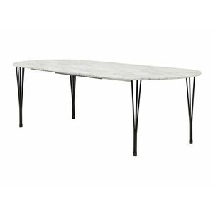 Asztal Charleston 105, Fehér márvány, Fekete, 75x110x160cm, Hosszabbíthatóság, Közepes sűrűségű farostlemez, Fém kép