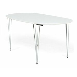 Asztal Scandinavian Choice 353, Fehér, Ezüst, 76x90x180cm, Hosszabbíthatóság, Közepes sűrűségű farostlemez, Fém kép
