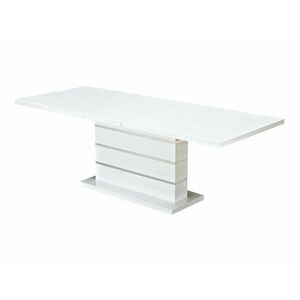 Asztal Scandinavian Choice 780, Fényes fehér, 75x90x180cm, Hosszabbíthatóság, Közepes sűrűségű farostlemez kép