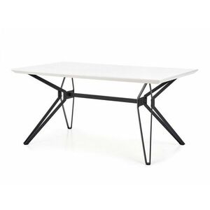 Asztal Houston 466, Fényes fehér, Fekete, 76x90x160cm, Közepes sűrűségű farostlemez, Fém kép