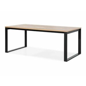 Asztal Riverton 394, Fekete, Világosbarna, 74x100x200cm, Közepes sűrűségű farostlemez, Fém kép