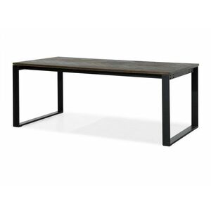 Asztal Riverton 394, Fekete, Sötét barna, 74x100x200cm, Közepes sűrűségű farostlemez, Fém kép