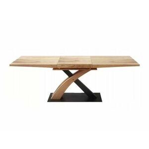 Asztal Houston 531, Arany tölgy, Fekete, 75x90x160cm, Hosszabbíthatóság, Közepes sűrűségű farostlemez, Közepes sűrűségű farostlemez, Fém kép