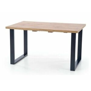 Asztal Houston 706, Wotan tölgy, Fekete, 74x90x160cm, Hosszabbíthatóság, Laminált forgácslap, Fém kép