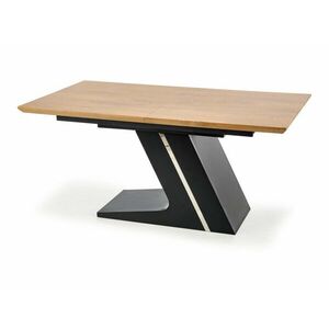 Asztal Houston 713, Tölgy, Fekete, 75.5x90x160cm, Hosszabbíthatóság, Közepes sűrűségű farostlemez, Váz anyaga kép