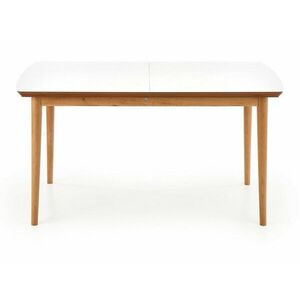 Asztal Houston 792, Fehér, Lefkas tölgy, 75x80x140cm, Hosszabbíthatóság, Közepes sűrűségű farostlemez, Váz anyaga, Bükkfa kép