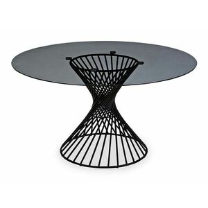 Asztal Riverton 355, Sötétszürke, Fekete, 76cm, Üveg, Fém kép