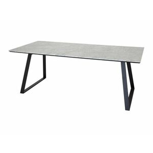 Asztal Dallas 177, Fehér márvány, Fekete, 74.5x90x140cm, Márvány, Fém kép