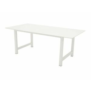 Asztal Dallas 195, Fehér, 75x100x220cm, Közepes sűrűségű farostlemez, Fém kép