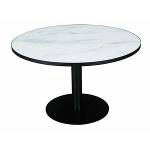 Asztal Flint 142, Fehér, Fekete, 74cm, Üveg, Fém kép