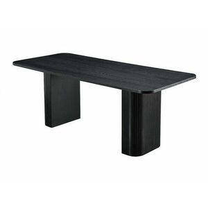 Asztal Flint 143, Fekete, 75x90x200cm, Közepes sűrűségű farostlemez, Természetes fa furnér, Tölgy kép
