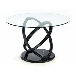 Asztal Houston 938, Fekete, Fekete márvány, 77cm, Edzett üveg, Közepes sűrűségű farostlemez, Fém kép