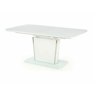 Asztal Houston 962, Fehér, 76x90x160cm, Hosszabbíthatóság, Közepes sűrűségű farostlemez, Edzett üveg kép