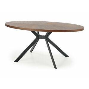 Asztal Houston 1005, Dió, Fekete, 75x90x170cm, Természetes fa furnér, Közepes sűrűségű farostlemez, Fém kép
