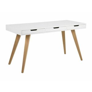 Íróasztal Oakland 508, Fiókos, 75.8x141.8x60cm, Fehér, Fényes fa kép