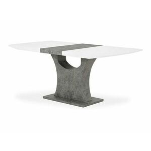 Asztal Charleston 232, Fehér, Szürke, 76x90x140cm, Hosszabbíthatóság, Közepes sűrűségű farostlemez kép