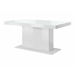 Asztal Austin 282, Fényes fehér, Fehér, 78.2x95x165cm, Hosszabbíthatóság, Laminált forgácslap, Edzett üveg kép