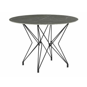 Asztal Flint 163, Fekete, Szürke márvány, 75cm, Üveg, Fém kép