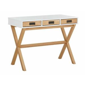 Íróasztal Denton 209, Fiókos, 75x100x50cm, Fenyő, Fehér kép