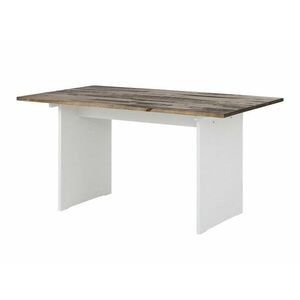 Asztal Denton 214, Fehér, Barna, 76x90x140cm, Asztallap anyaga, Közepes sűrűségű farostlemez, Fenyő kép