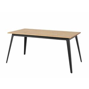 Asztal Denton 983, Fényes fa, Fekete, 75x80x160cm, Munkalap anyaga, Fém kép