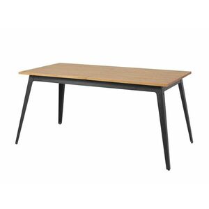 Asztal Denton 299, Fekete, Fényes fa, 75x80x160cm, Hosszabbíthatóság, Asztallap anyaga, Fém, Fenyő kép