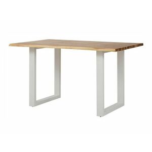 Asztal Denton 307, Akác, Fehér, 76x85x140cm, Asztallap anyaga, Fém kép