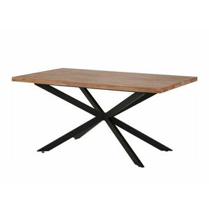 Asztal Denton 316, Akác, Fekete, 74x90x160cm, Asztallap anyaga, Fém kép