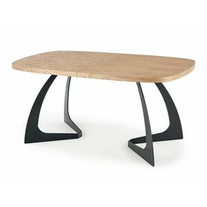 Asztal Houston 1217, Fekete, Tölgy, 75x90x160cm, Hosszabbíthatóság, Közepes sűrűségű farostlemez, Természetes fa furnér, Fém kép