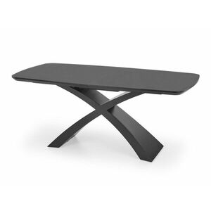 Asztal Houston 1239, Sötétszürke, Fekete, 75x89x180cm, Hosszabbíthatóság, Közepes sűrűségű farostlemez, Üveg kép