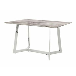 Asztal Tulsa 263, Szürke márvány, Ezüst, 76x80x120cm, Közepes sűrűségű farostlemez, Fém kép