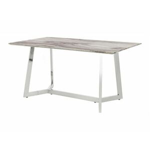 Asztal Denton 1089, Ezüst, Szürke márvány, 76x90x160cm, Közepes sűrűségű farostlemez, Fém kép