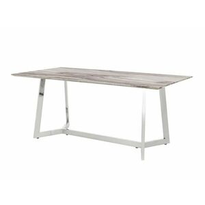 Asztal Denton 1089, Ezüst, Szürke márvány, 76x90x180cm, Közepes sűrűségű farostlemez, Fém kép