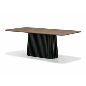 Asztal Springfield 221, Fekete, Barna, 76x110x210cm, Közepes sűrűségű farostlemez, Természetes fa furnér kép