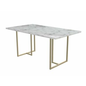 Asztal CosmoLiving by Cosmopolitan 122, Arany, Fehér márvány, 76.2x91.4x162.6cm, Közepes sűrűségű farostlemez, Fém kép